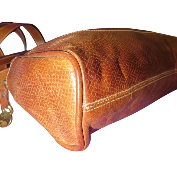 FURLA Vintage Y2K Italian Snakeskin Embossed & Smooth Calf Leather Satchel Bag - Picture 9 of 15